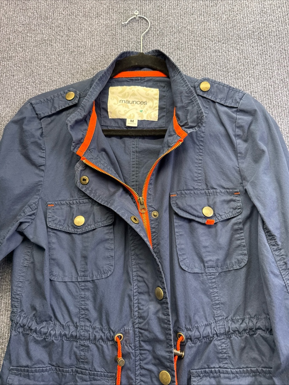 Maurices Navy Utility Jacket with Orange Accents